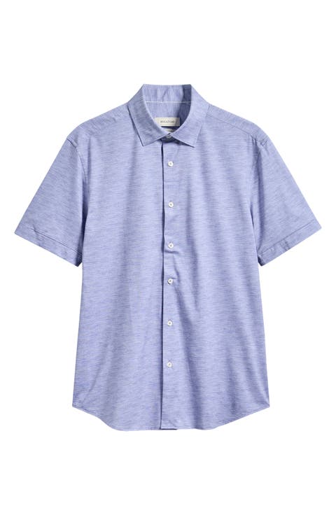 Miles OoohCotton® Space Dye Short Sleeve Button-Up Shirt