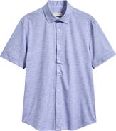Bugatchi Miles OoohCotton® Space Dye Short Sleeve Button-Up Shirt
