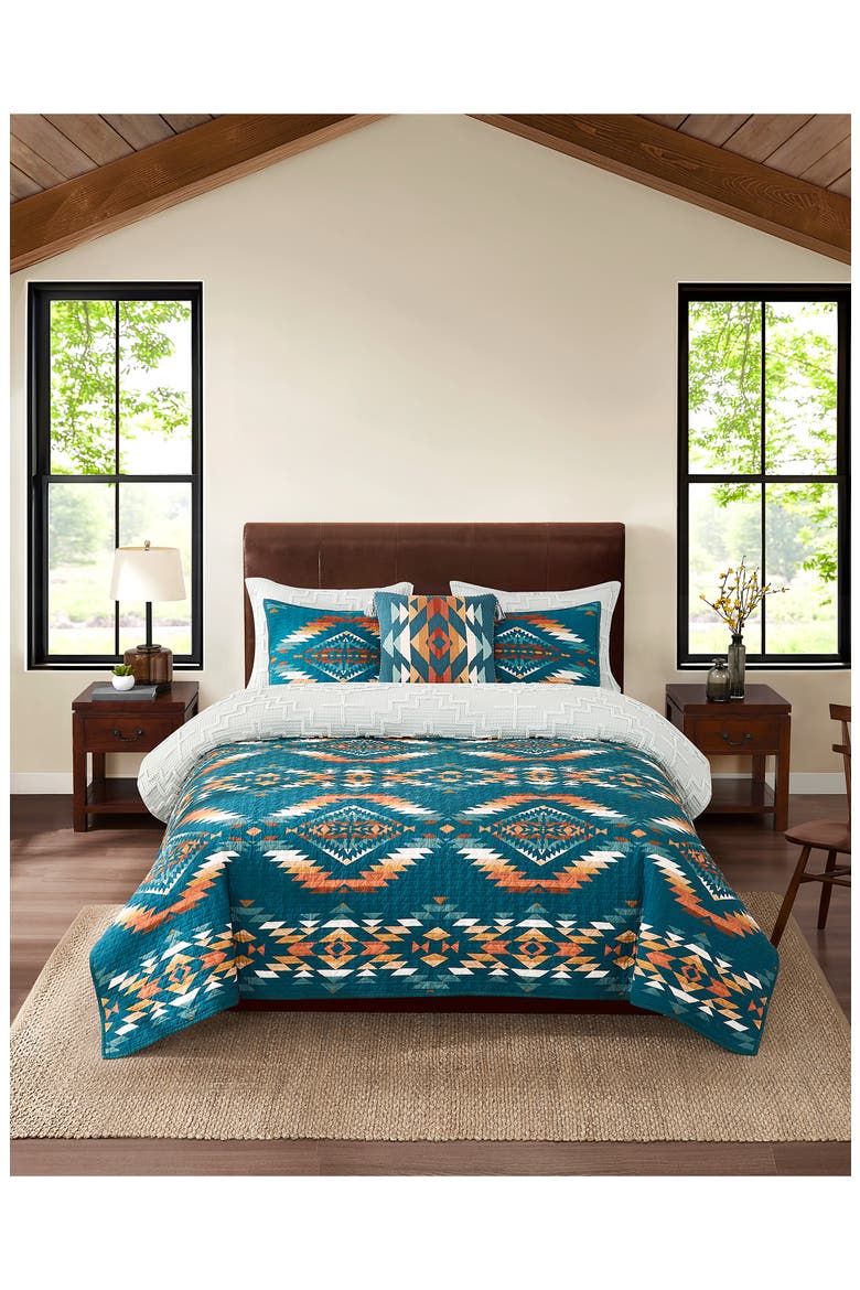 Summerland Coverlet & Shams Set, Alternate, color, TEAL