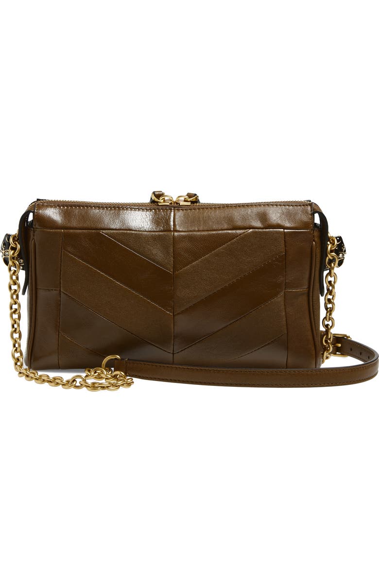 Valentino Garavani Small Panthea Chevron Patchwork Leather Shoulder Bag, Alternate, color, Dark Brown