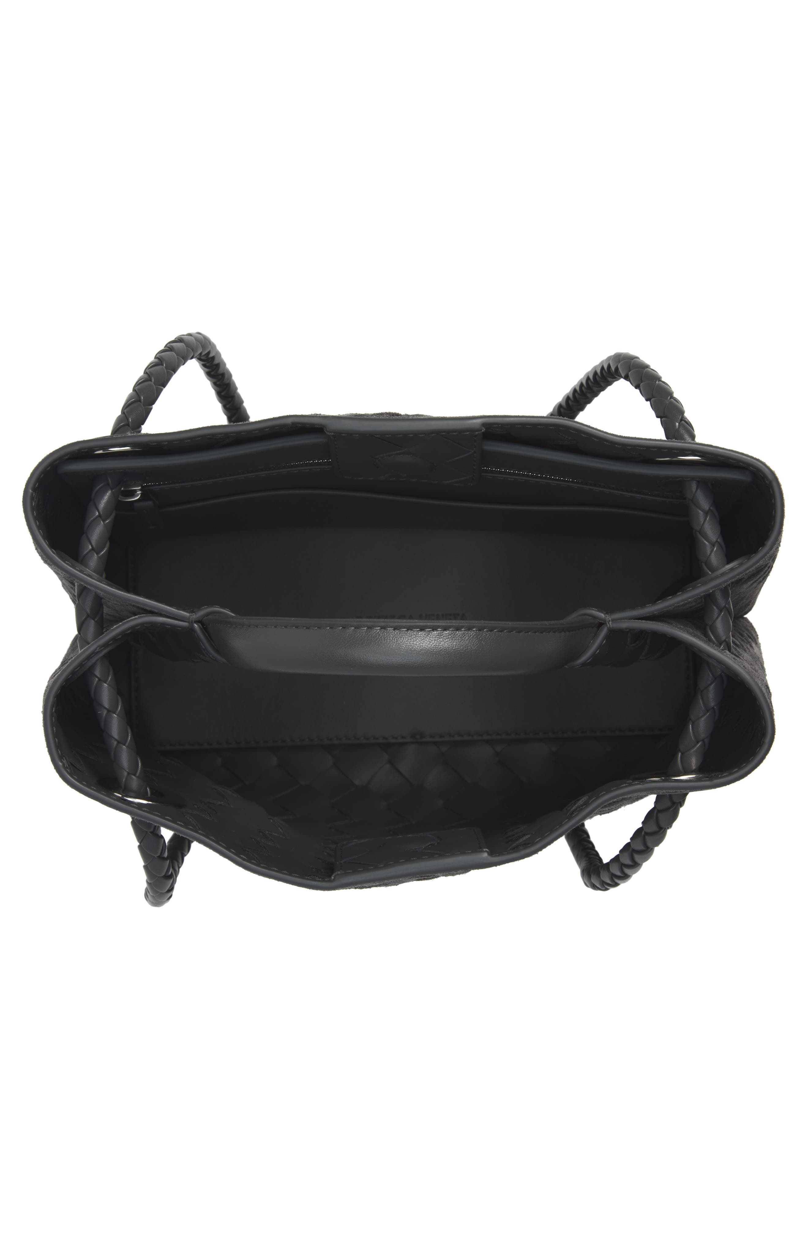 Small Andiamo Intrecciato Suede Shoulder Bag, Alternate, color, 1699 OBSIDIAN GREY