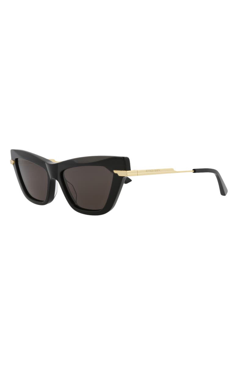 Bottega Veneta 54mm Cat Eye Sunglasses, Alternate, color, Black Gold Grey