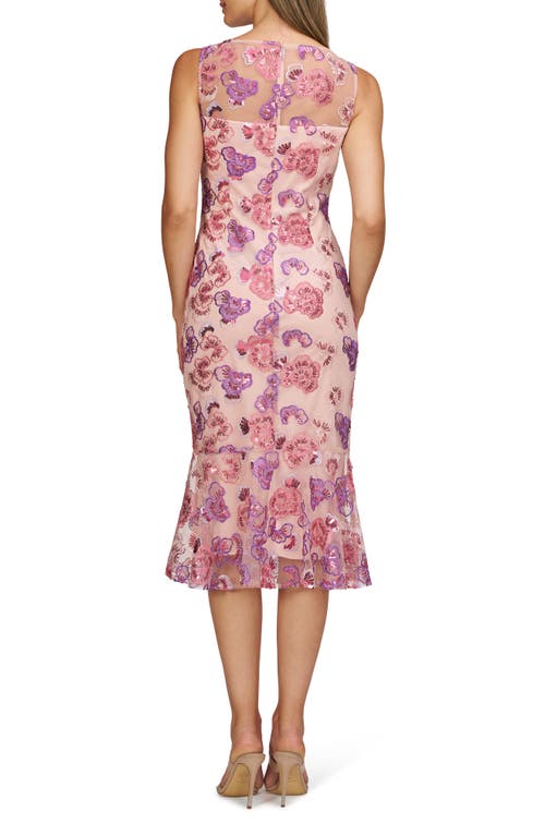 Js Collections Greer Sequin Embroidered Cocktail Dress In Pink Multi