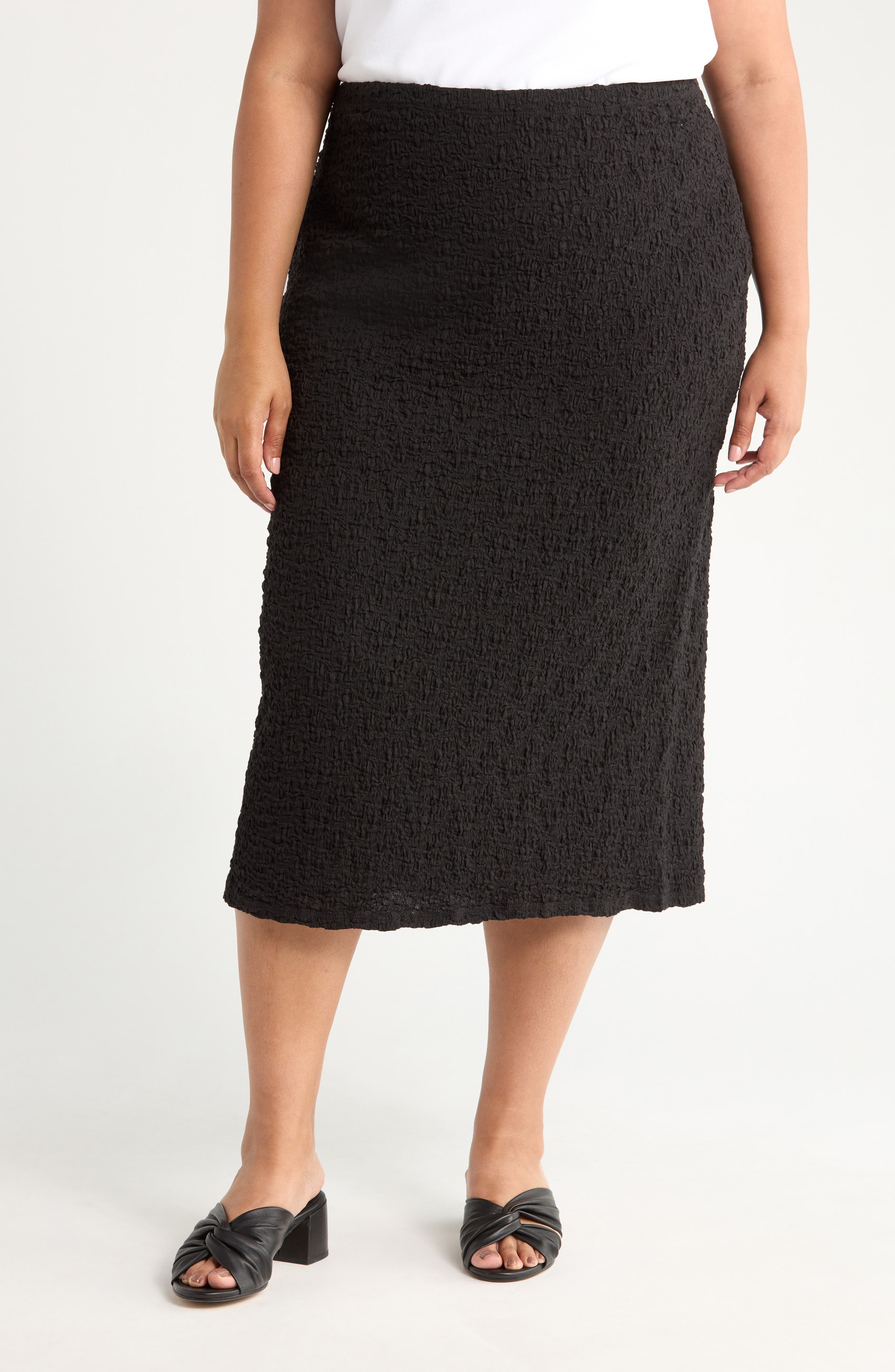 Eileen Fisher Textured Organic Cotton Blend Pencil Skirt