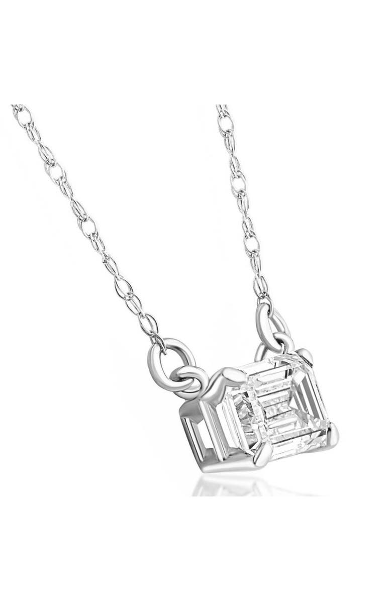 Bliss Diamond 3/4Ct Emerald Cut Diamond White or Yellow Gold Pendant 18" Necklace Lab Grown, Alternate, color, White Gold