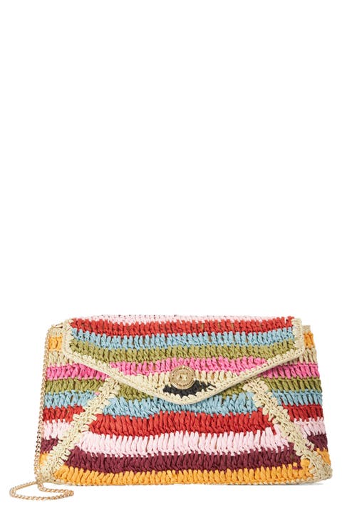 Essentials Stripe Straw Clutch