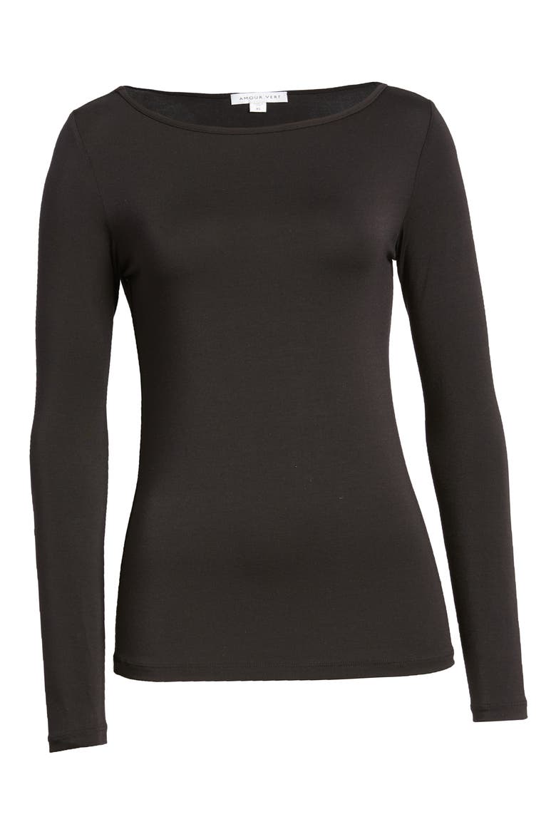 Francoise Stripe Top, Alternate, color, BLACK