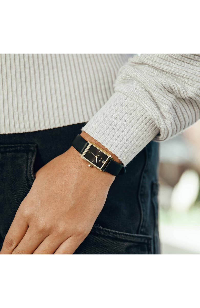 Vincero Ava Leather Strap Watch, 20mm x 14mm, Alternate, color, Gold/ Jet Black