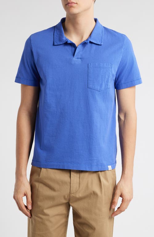 Merz B Schwanen Classic Organic Cotton Jersey Polo With Pocket In Vintage Blue