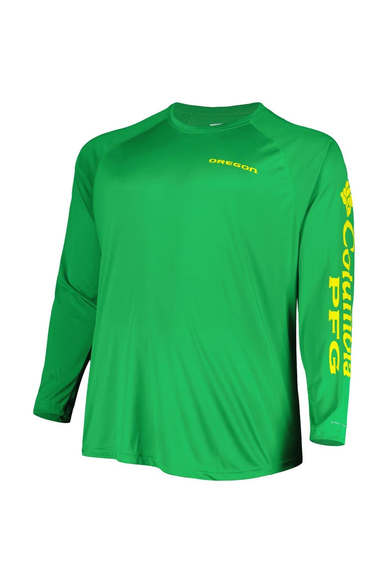 Men's Columbia Green Oregon Ducks Big & Tall Terminal Tackle Team Raglan Omni-Shade Long Sleeve T-Shirt, Alternate, color, Green