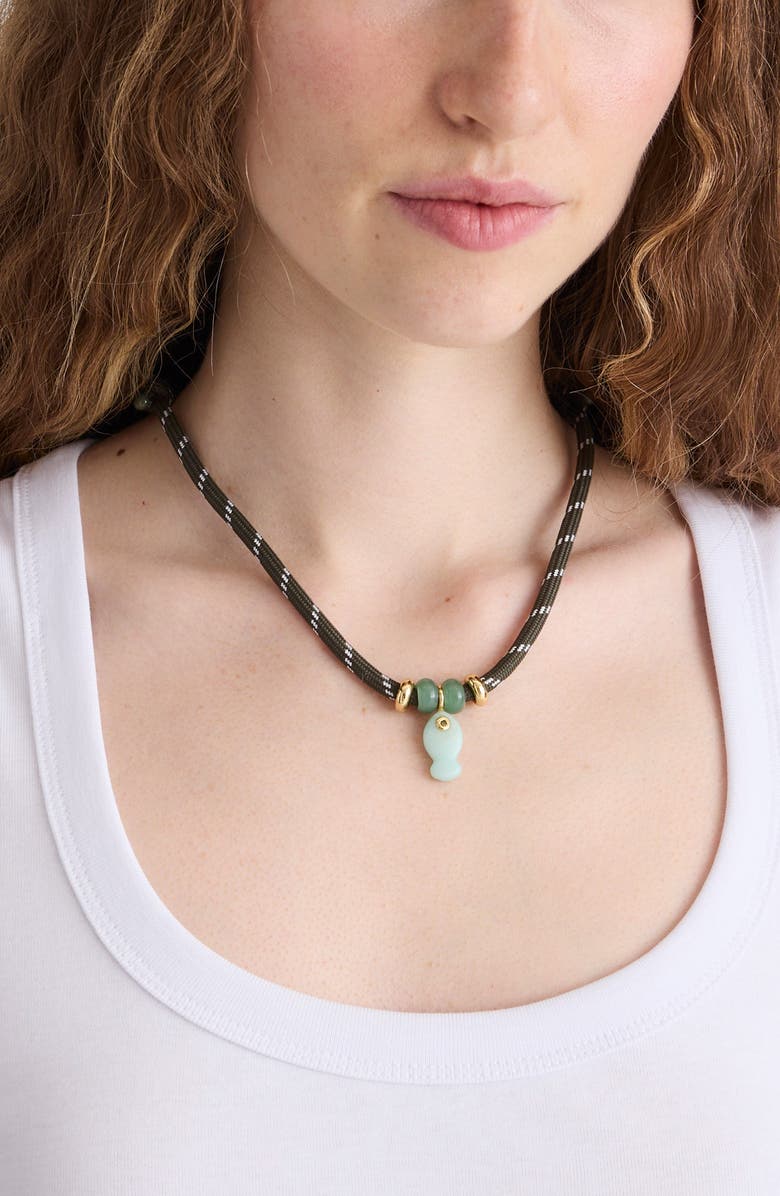 Madewell Paracord Charm Necklace, Alternate, color, Antique Gold