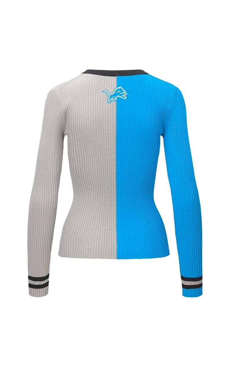 STAUD Women's STAUD Blue/Silver Detroit Lions Cargo Sweater, Alternate, color,