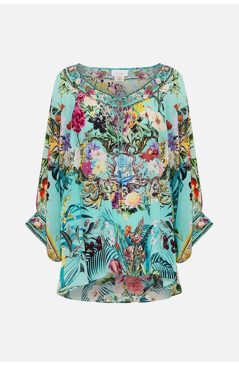 Camilla Raglan Sleeve Blouse With Cuff Gardens Of Queluz, Alternate, color, 