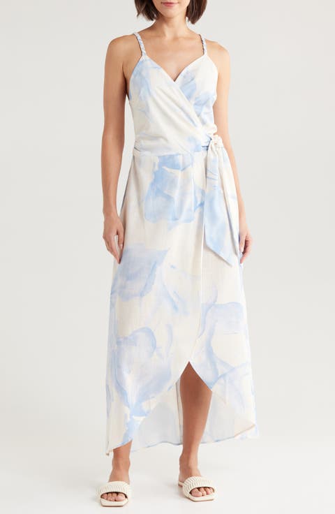 Vera Floral Print Faux Wrap Cover-Up Dress