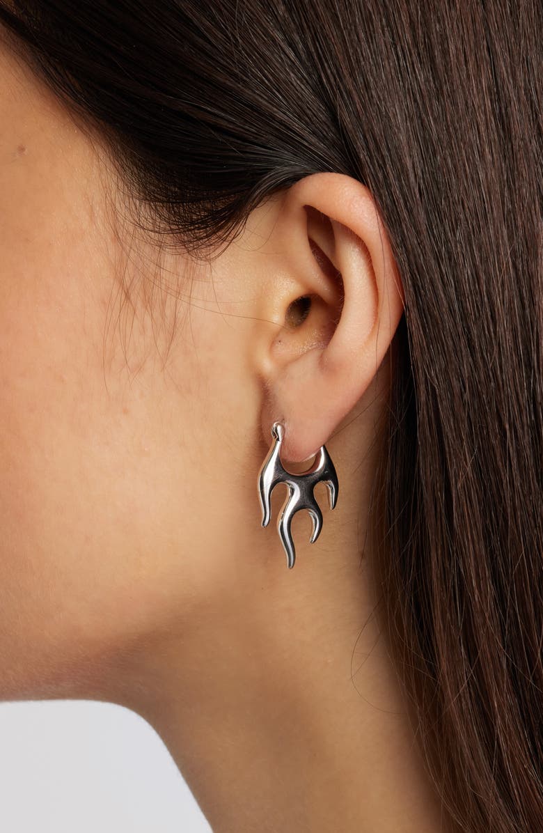 Child of Wild Twin Flame Hoop Earrings, Alternate, color, Silver