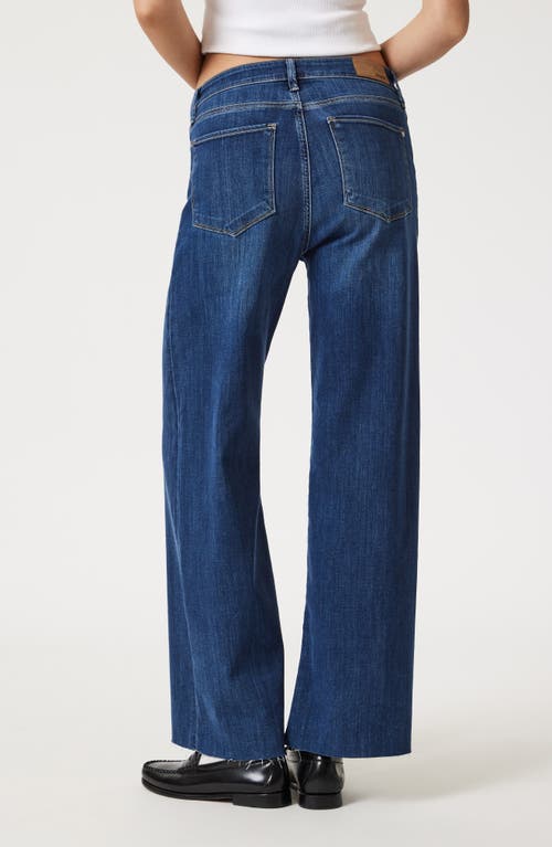 Mavi Jeans Raw Hem High Waist Wide Leg Jeans In Mid Brushed Supersoft