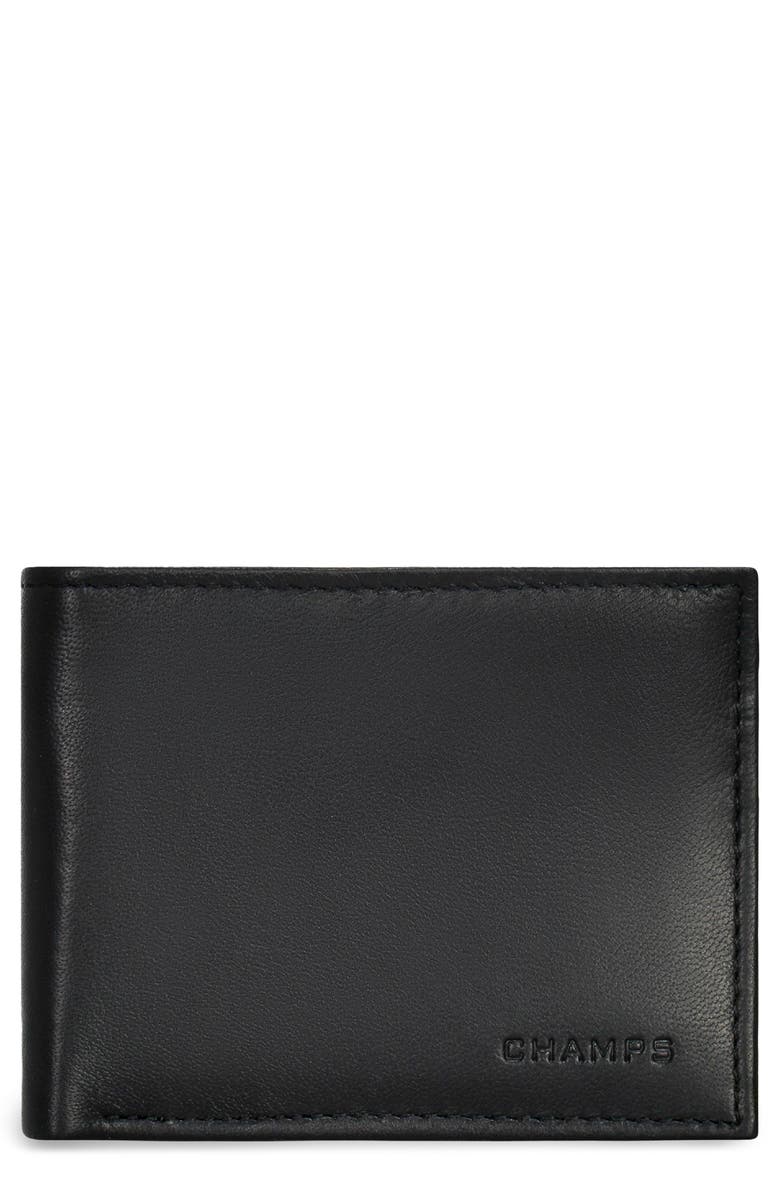 CHAMPS Classic ID Flap Leather Bifold Wallet, Main, color, Black