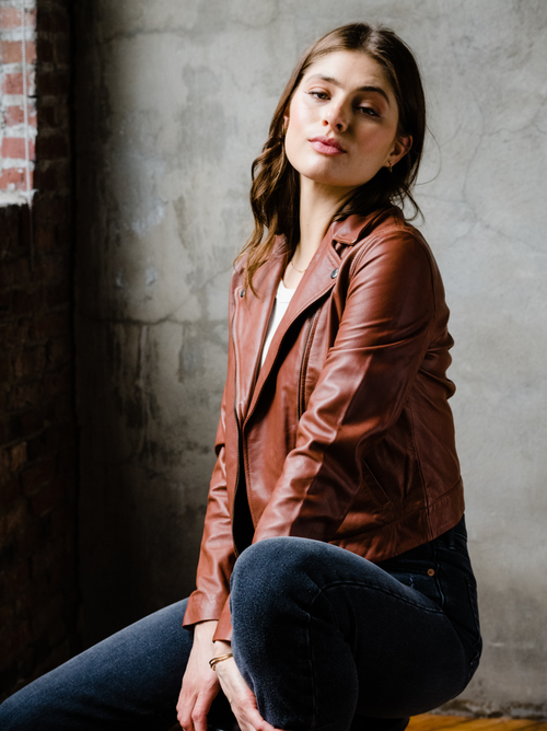 Able Maha Leather Jacket In Whiskey