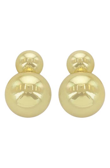 Panacea Double Ball Drop Earrings In Gold