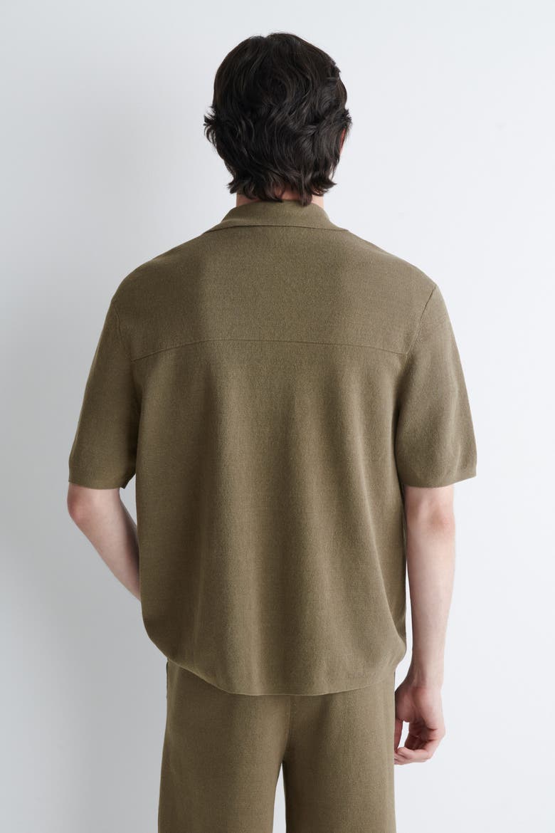 Knitted Linen Short-sleeved Shirt, Alternate, color, KHAKI