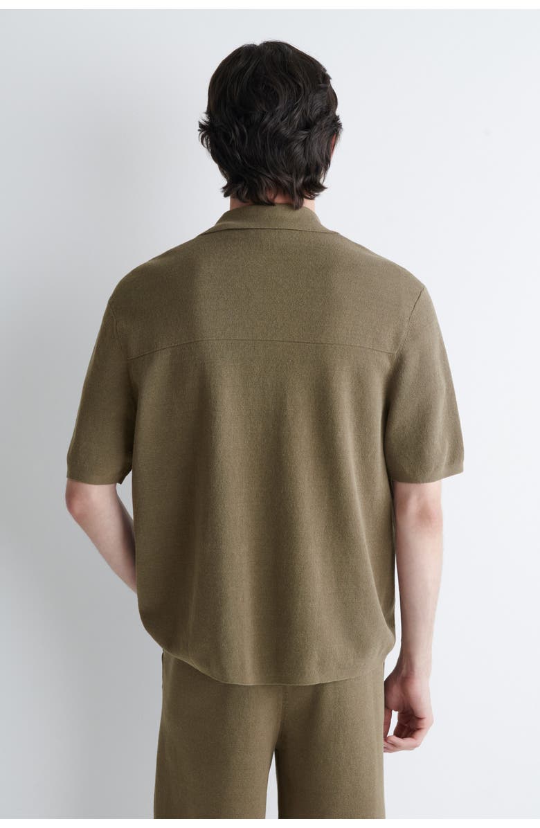 COS Knitted Linen Short-sleeved Shirt, Alternate, color, Khaki