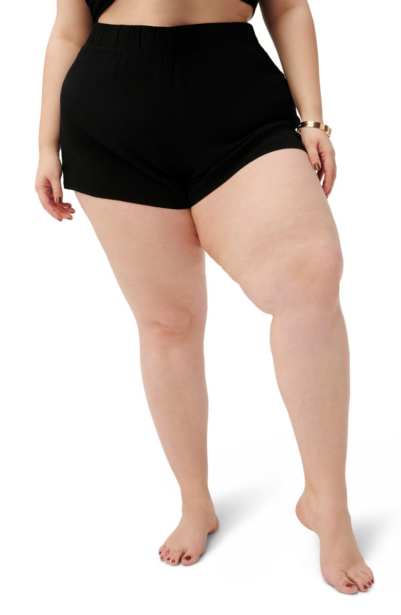 Good American Drapey Woven Cover-Up Shorts, Alternate, color, 