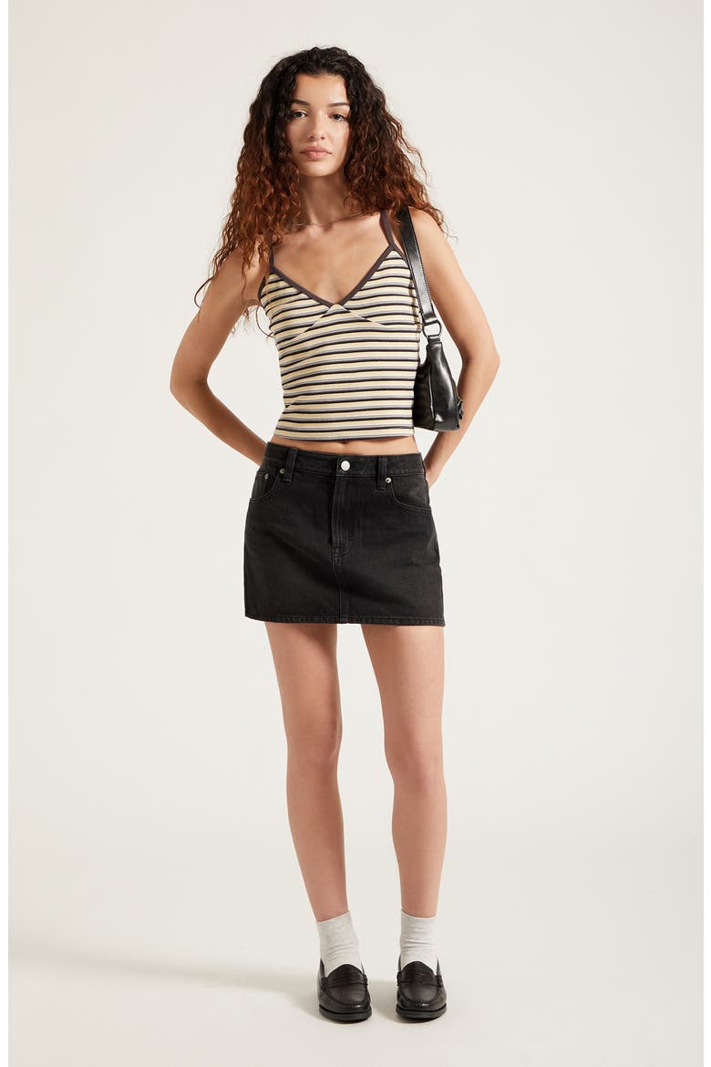 Bella Denim Miniskirt, Alternate, color, BLACK