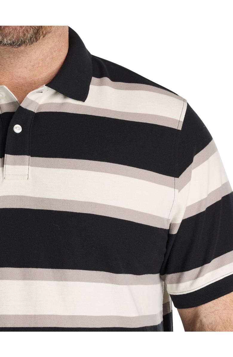 Harbor Bay by DXL Big & Tall Tonal Striped Rugby Polo Shirt, Alternate, color, Black