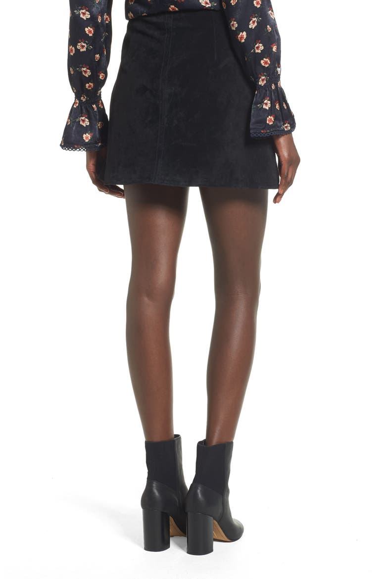 Suede Miniskirt, Alternate, color, ONYX