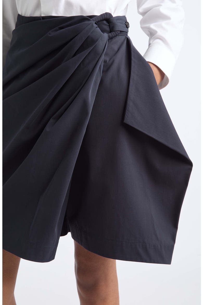 Draped Tailored Shorts, Alternate, color, NAVY