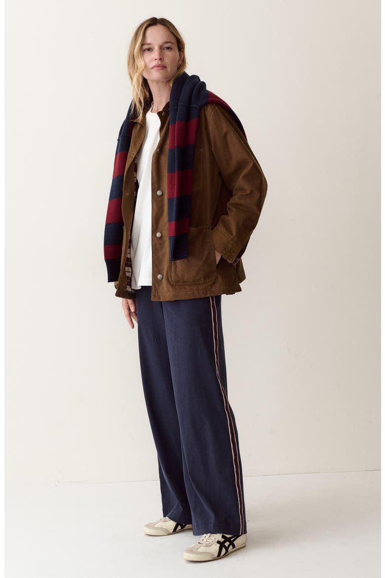Allison Pull-On Wide Leg Side Stripe Pants, Alternate, color, NAVY
