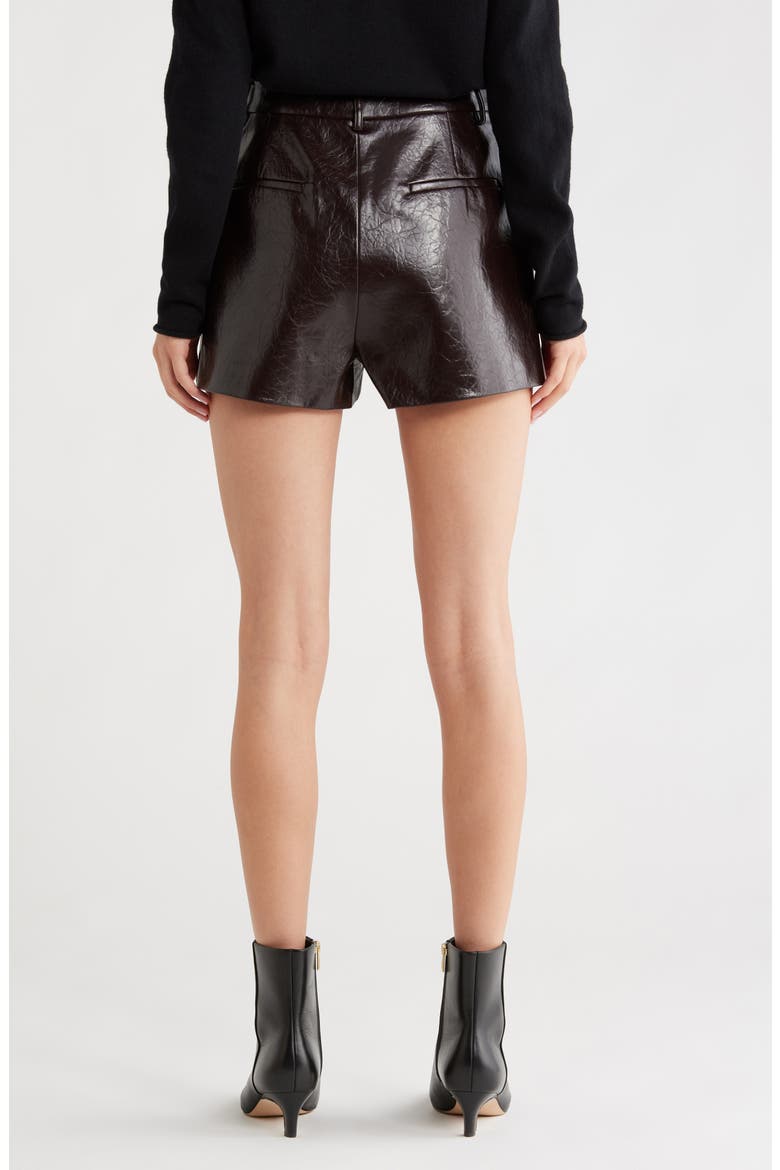Wynn High Waist Faux Leather Shorts, Alternate, color, DARK BROWN