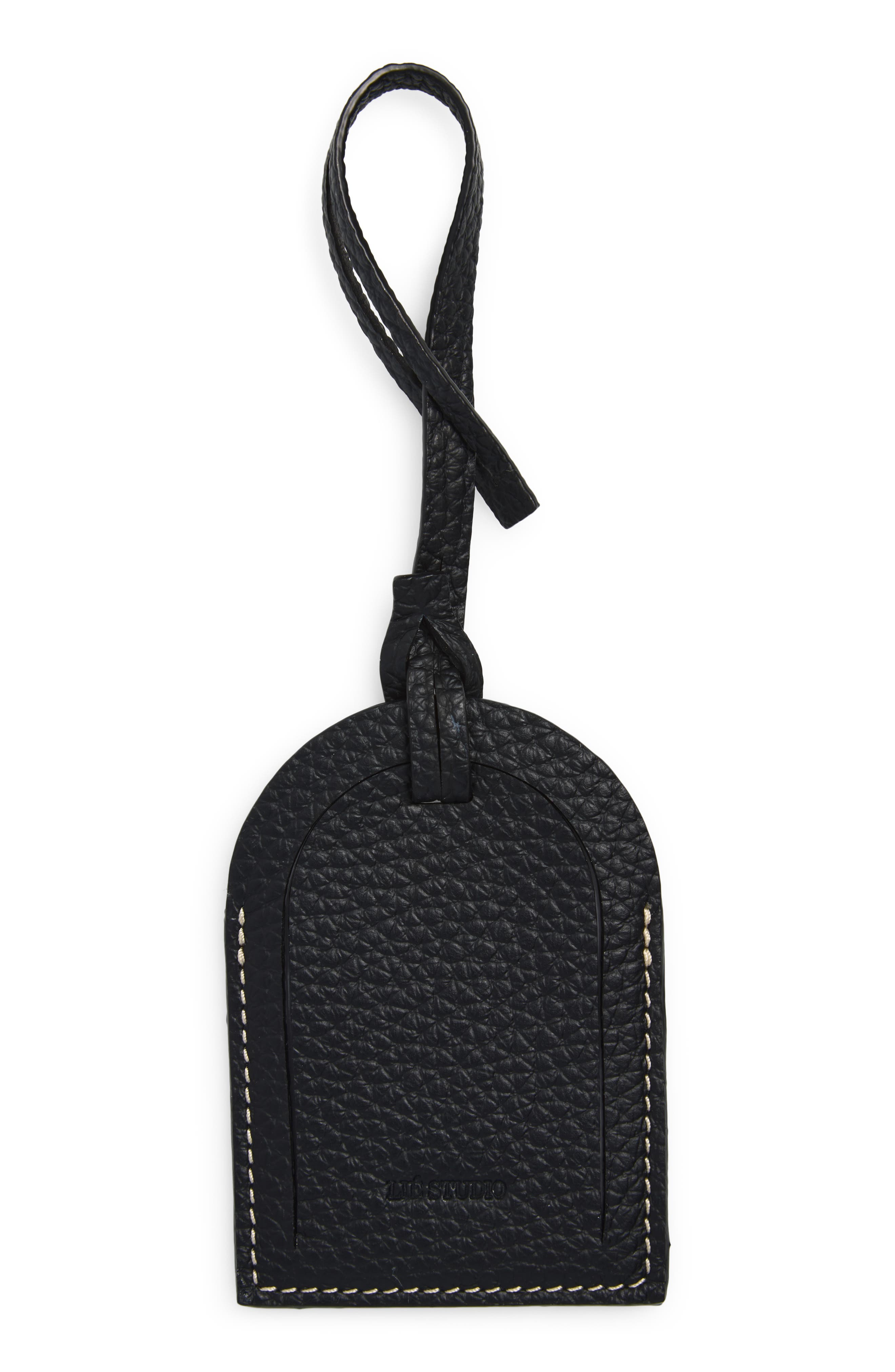 Lié Studio The Sally Luggage Tag, Main, color, Black Grosgrain