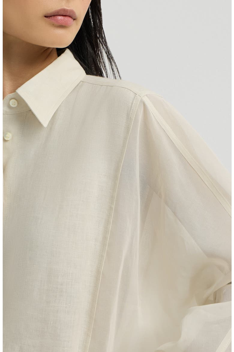 Linen and cotton organza shirt, Alternate, color, Milk