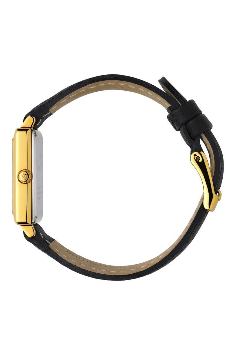 'Norse' Square Leather Strap Watch, 27mm x 34mm, Alternate, color, BLACK/ WHITE/ GOLD