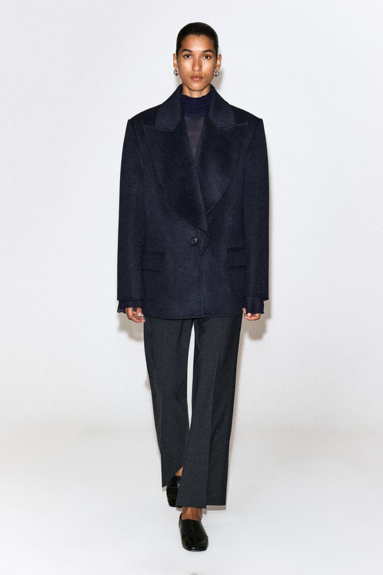 Twill Cropped Flared Pants, Alternate, color, NAVY