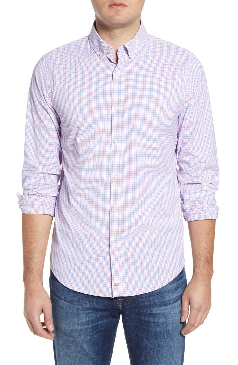 vineyard vines Murray Starfish Plaid Button-Down Performance Shirt, Main, color, 