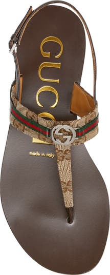 【GUCCI】WOMENS INTERLOCKING G WEB SANDAL◆820904C9D00 Women's Interlocking G Web sandal in black leather | GUCCI® US