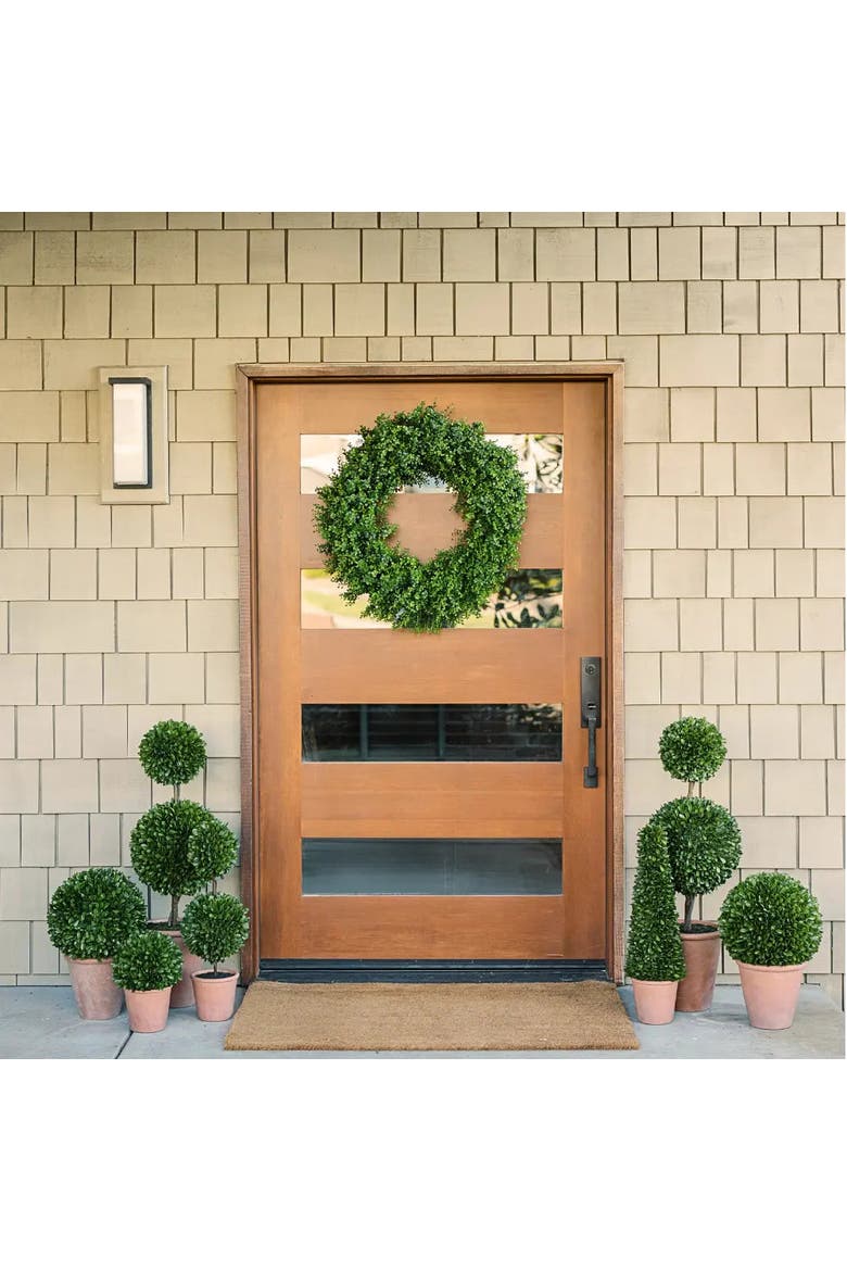 17" Artificial Boxwood Plant in Round Pot, Alternate, color, Green