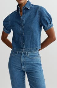 DL1961 Montauk Puff Sleeve Denim Button-Up Shirt