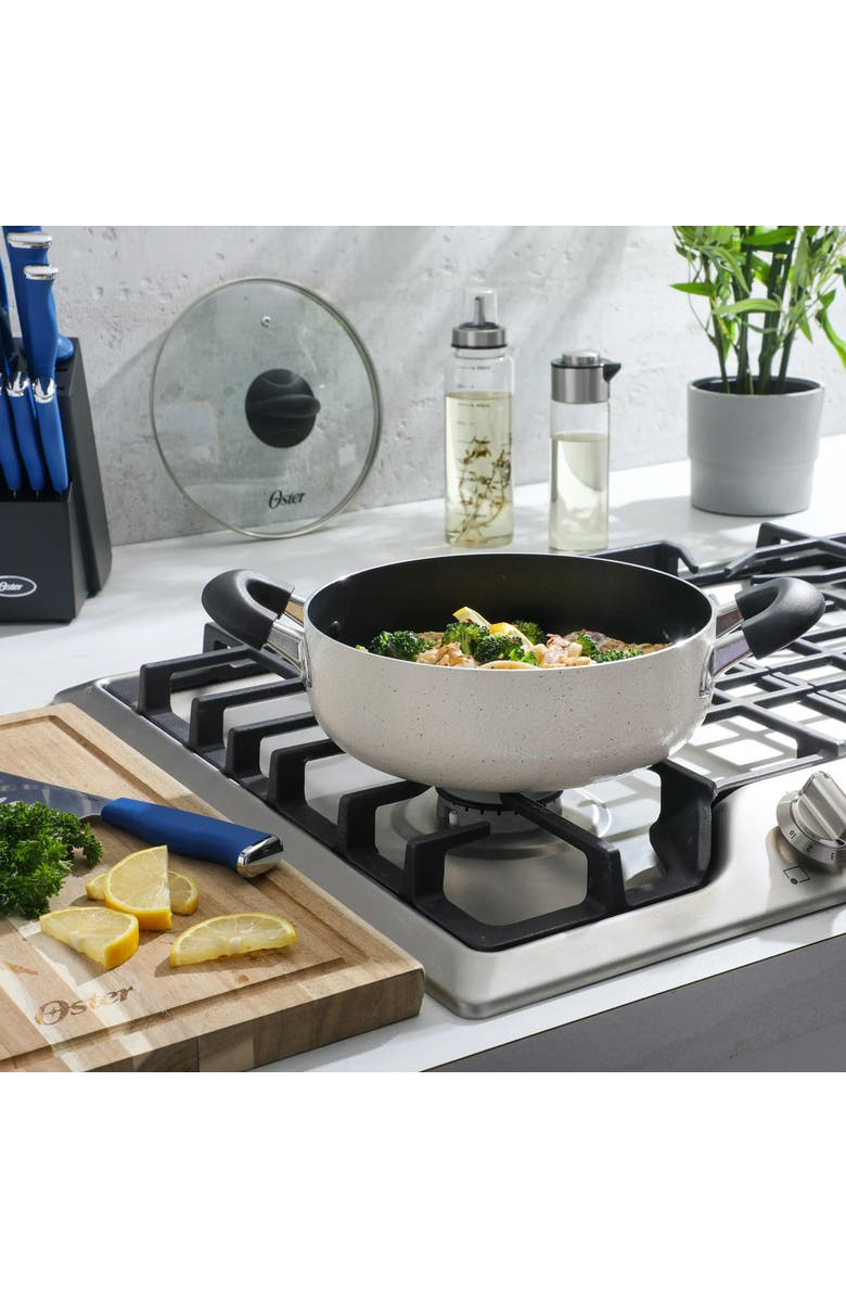 OSTER Clairborne 6.9 Quart Nonstick Aluminum Caldero with Lid, Alternate, color, Black