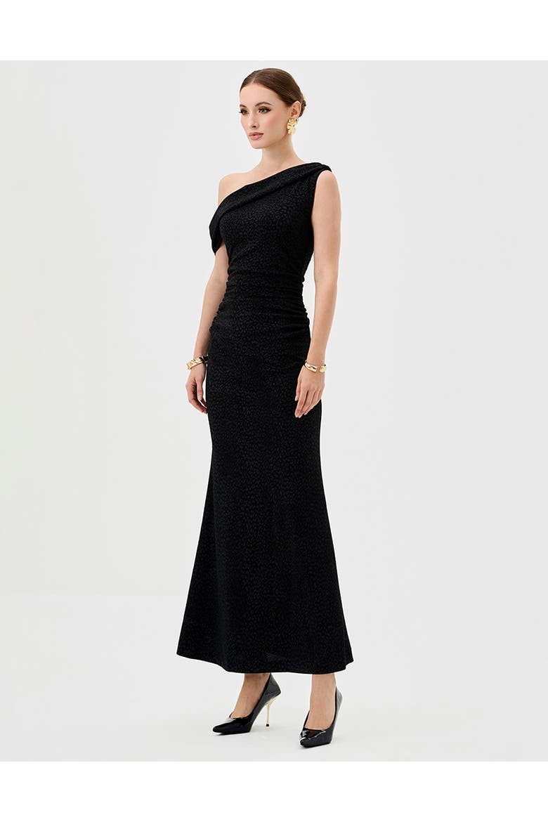 Thaliah Drape Off Shoulder Maxi, Alternate, color, BLACK
