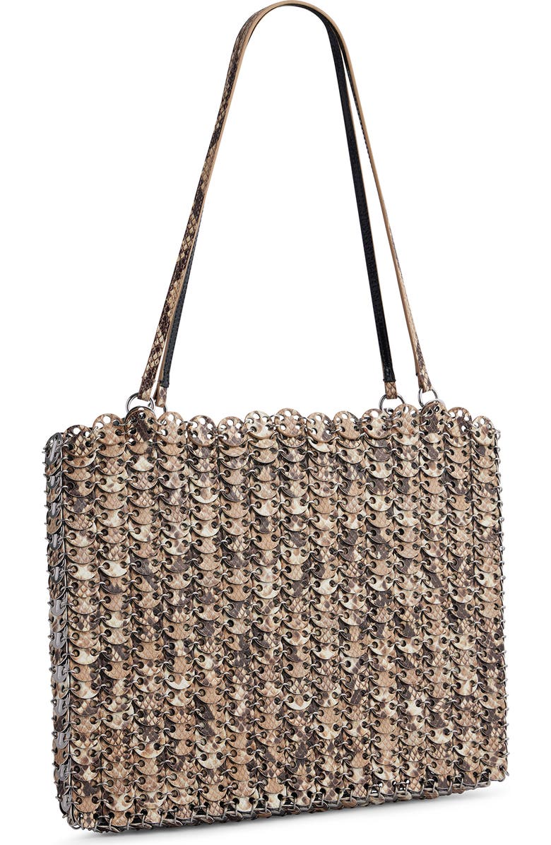 Rabanne 1969 Snakeskin Print Shoulder Bag, Main, color, Snake Avorio/ Silver