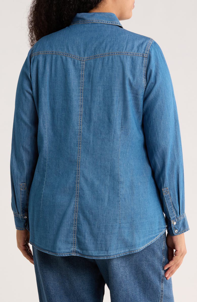 DR2 by Daniel Rainn Western Long Sleeve Denim Shirt, Alternate, color, Dark Wash
