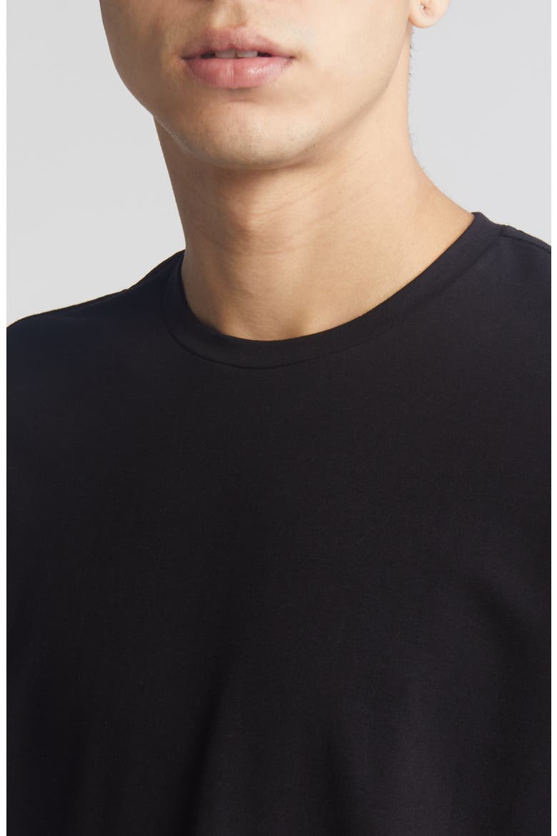 Crewneck Stretch Cotton T-Shirt, Alternate, color, BLACK