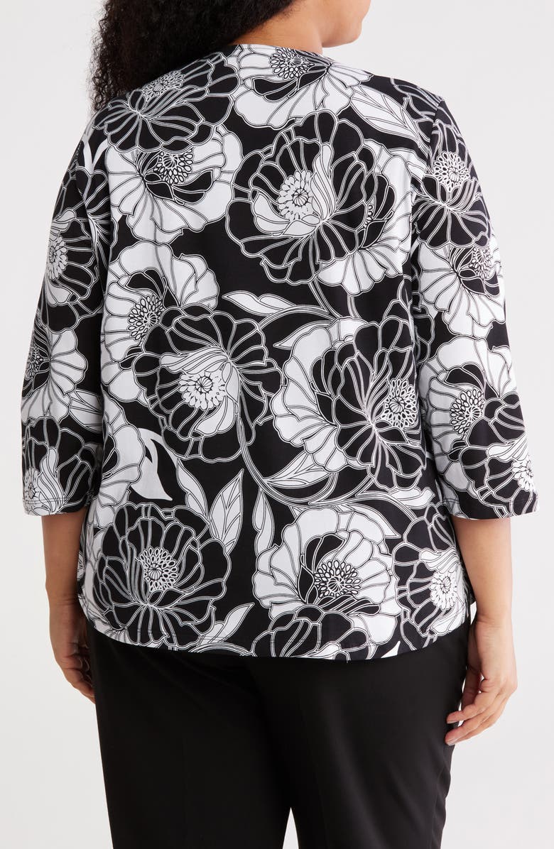 RUBY RD Floral Stretch Cotton T-Shirt, Alternate, color, 