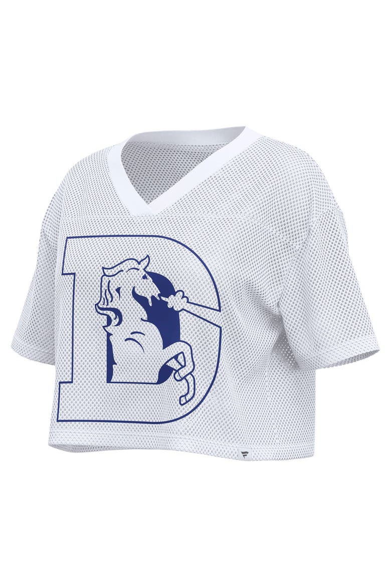 Women's Fanatics White Denver Broncos Oversized Mesh Cropped V-Neck Jersey, Alternate, color, White