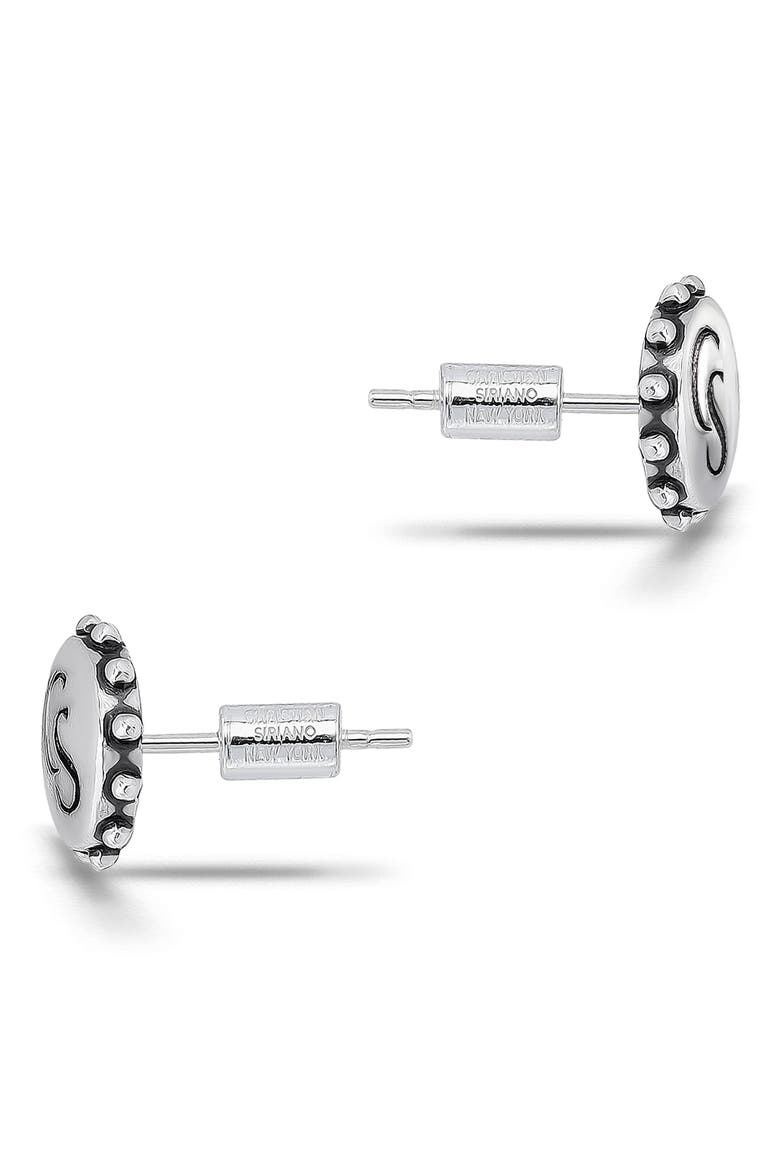 Stamp Oxidized Button Stud Earrings, Alternate, color, SILVER