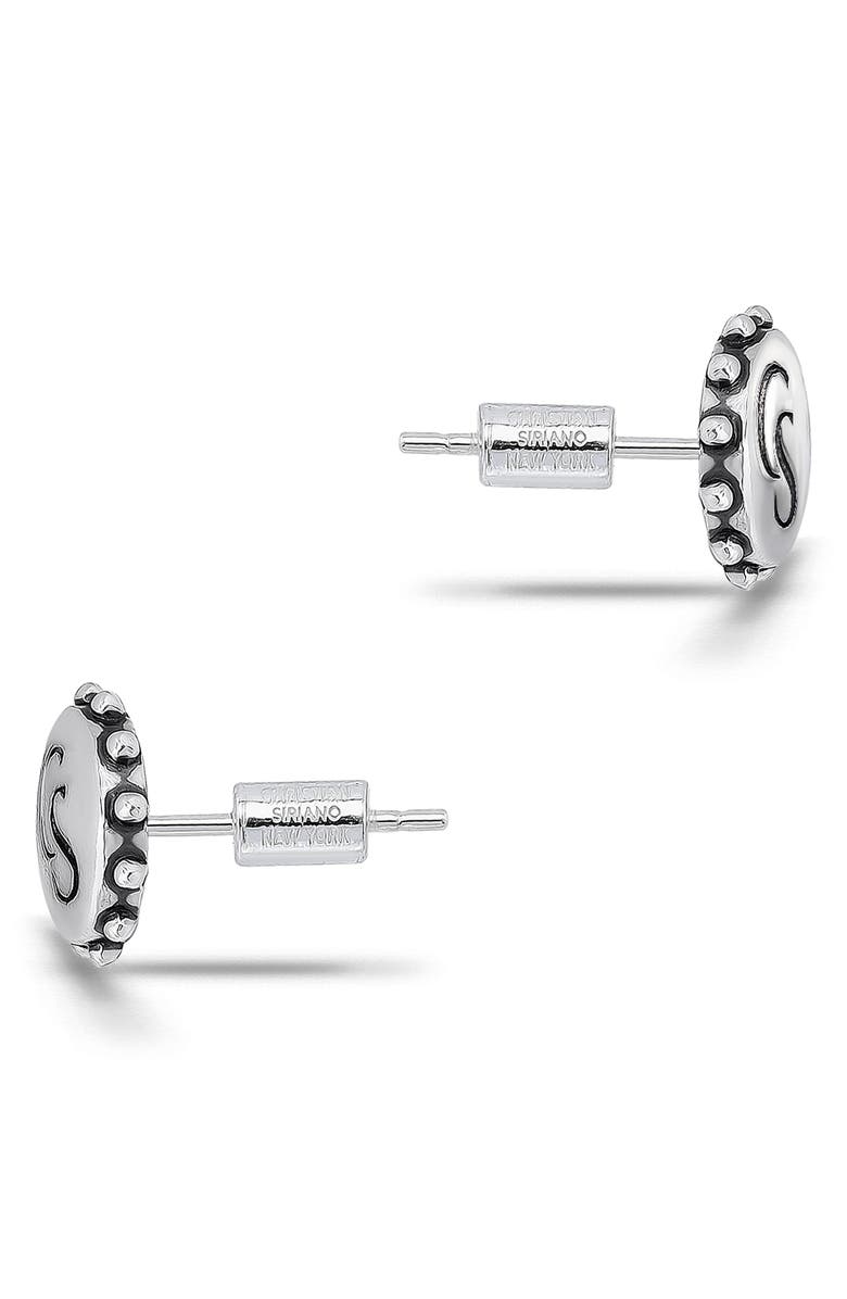 Christian Siriano New York Stamp Oxidized Button Stud Earrings, Alternate, color, Silver