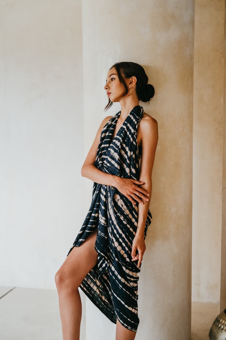 Beach Hand-Dyed Sarong, Alternate, color, Black